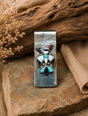 Vintage Southwestern Thunderbird Inlay Money Clip